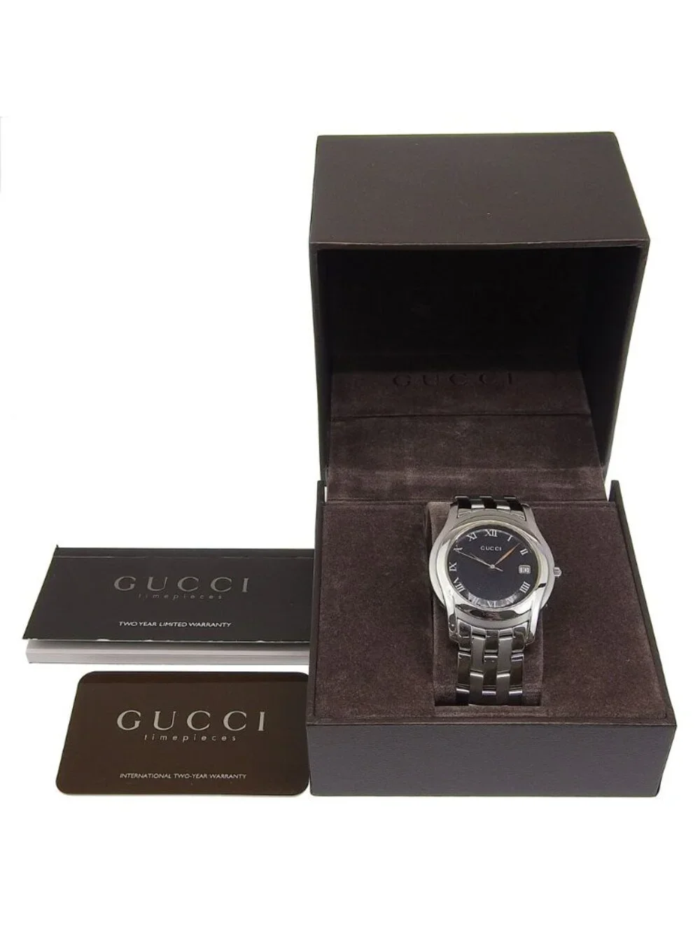 Gucci Class Stainless Steel Quartz Analog Display Black Dial Watch